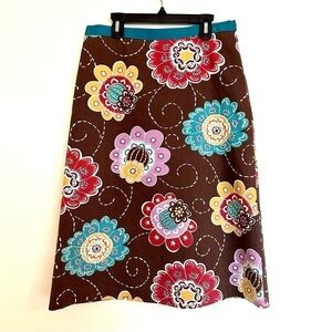 Boden Multicolored Floral Beaded Midi Skirt Size 8L